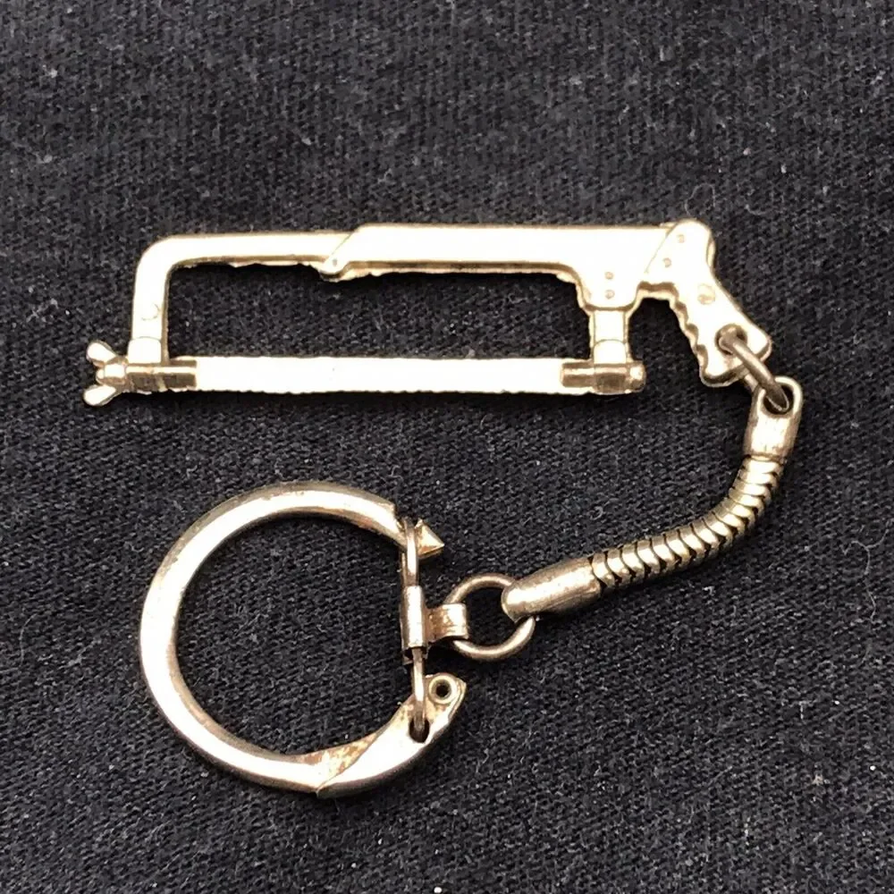 Hacksaw Keychain Vintage Tool Saw Metal Key Ring Fob